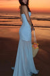 Margovil Strapless Mesh Splice Bodycon Maxi Dress