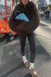 Margovil Open Front Winter Faux Fur Teddy Coat