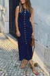 Margovil Sleeveless Button Down Knit Bodycon Maxi Dress