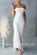 Off Shoulder Hollow Out Lace Bodycon Maxi Dress