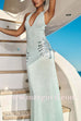 V Neck Sleeveless Open Back Knit Maxi Dress with Sequin