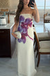 Margovil Elegant Strapless Floral Print Maxi Dress