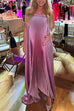 Margovil Strapless Tube Gradient Ombre Satin Maxi Party Dress