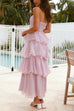 Margovil Strapless Ruffle Layered Maxi Dress