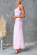 Square Neck Sleeveless Back Slit Ruffle Maxi Dress