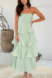Margovil Strapless Ruffle Layered Maxi Dress