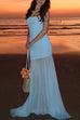 Margovil Strapless Mesh Splice Bodycon Maxi Dress