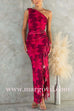 One Shoulder Sleeveless Ruffle Slit Floral Print Maxi Dress