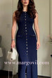 Margovil Sleeveless Button Down Slit Ribbed Knit Maxi Dress