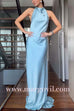 Tie Bow Halter Open Back Satin Maxi Party Dress