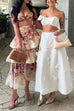 Floral Print Crop Cami Top and Ruffle Layered Maxi Skirt Set