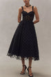 Margovil V Neck Mesh Polka Dot A-line Midi Cami Dress