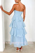 Margovil Strapless Empire Waist Ruffle Layered Maxi Dress