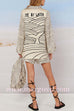 Margovil Collared V Neck Shirt and Side Slit Shorts Vitamin Sea Print Set