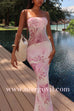 Margovil Strapless Floral Print Mesh Bodycon Maxi Dress