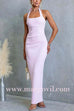 Halter Back Slit Ruched Waist Bodycon Maxi Dress