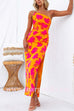 Margovil One Shoulder Side Split Printed Cami Maxi Dress