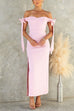 Off Should Bow Knot Slit Maxi Party Dress