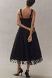 Margovil V Neck Mesh Polka Dot A-line Midi Cami Dress