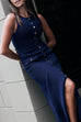 Margovil Sleeveless Button Down Slit Ribbed Knit Maxi Dress