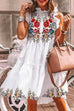 Margovil Casual Ruffle Floral Printed Midi Tiered Dress