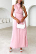 Mockneck Sleeveless Cut Out Waist Slit Maxi Dress
