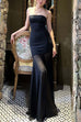 Margovil Strapless Mesh Splice Bodycon Maxi Dress