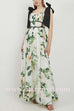 Bow Shoulder Strappy Floral Print Swing Maxi Dress