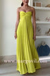 Margovil Exquisite Strapless Pleated Maxi Party Dress