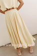 Elastic Waist A-line Flowy Maxi Skirt