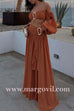 Margovil Ruched Waist High Slit Flowy Maxi Skirt