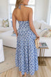 Margovil Halter Cut Out Backless Frill Trim Floral Print Maxi Dress
