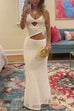 Margovil V Neck Adjustable Strap Cut Out Maxi Dress