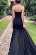 Margovil Strapless Mesh Splice Bodycon Maxi Dress