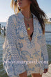 Margovil Collared V Neck Shirt and Side Slit Shorts Vitamin Sea Print Set