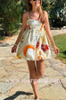 Margovil Spaghetti Strap Unique Print Bubble Mini Dress