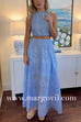 Margovil Sleeveless Crop Top and A-line Maxi Skirt Lace Set