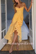 Margovil Spaghetti Strap Draped Front Ruffle Trim Maxi Dress