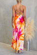 Sleeveless Open Back Waisted Floral Print Maxi Dress
