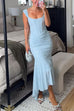 Margovil Sleeveless Ruched Waist Ruffle Hem Jacquard Maxi Dress