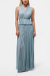 Margovil Halter Backless Ruffle Top and Elastic Waist Pleated Maxi Skirt Set