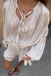 Margovil Long Sleeves Lace-up Tie Waist Ruffle Mini Dress