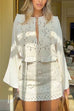 Margovil Bell Sleeves Lace Hollow Out Patchwork Ruffle Shirt