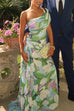 One Shoulder Ruched Floral Print Maxi Party Dress