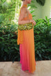Ruched Back Lace-up Gradient Pleated Maxi Cami Dress