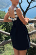 Margovil 3D Floral Neck Backless Mini Cami Dress