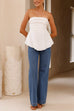 Strapless Tie Knot Back Ruched Top
