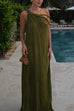One Shoulder Sleeveless Draped Braids Maxi Dress