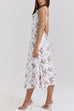 Margovil Bow Shoulder Back Lace-up Floral Print Midi Cami Dress