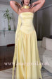 Strapless Drop Waist Satin Swing Maxi Dress